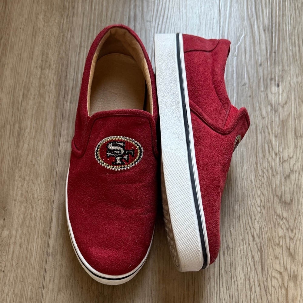 San Francisco 49ers Slip-On Sneakers with rhinestone Logo